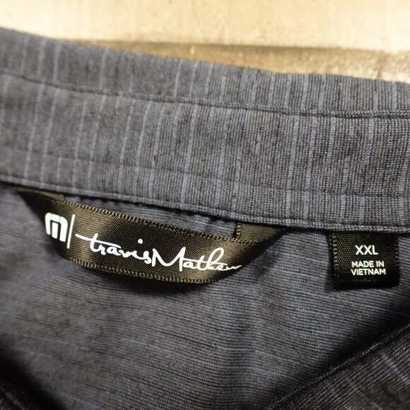Travis Mathew The Heater Polo men's XXL vintage indigo/black - Picture 2 of 12